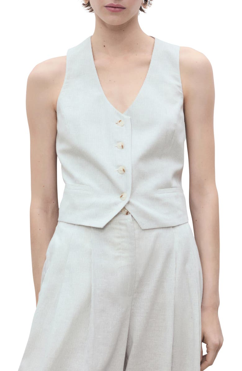 MANGO Cotton & Linen Suit Vest, Main, color, Ecru