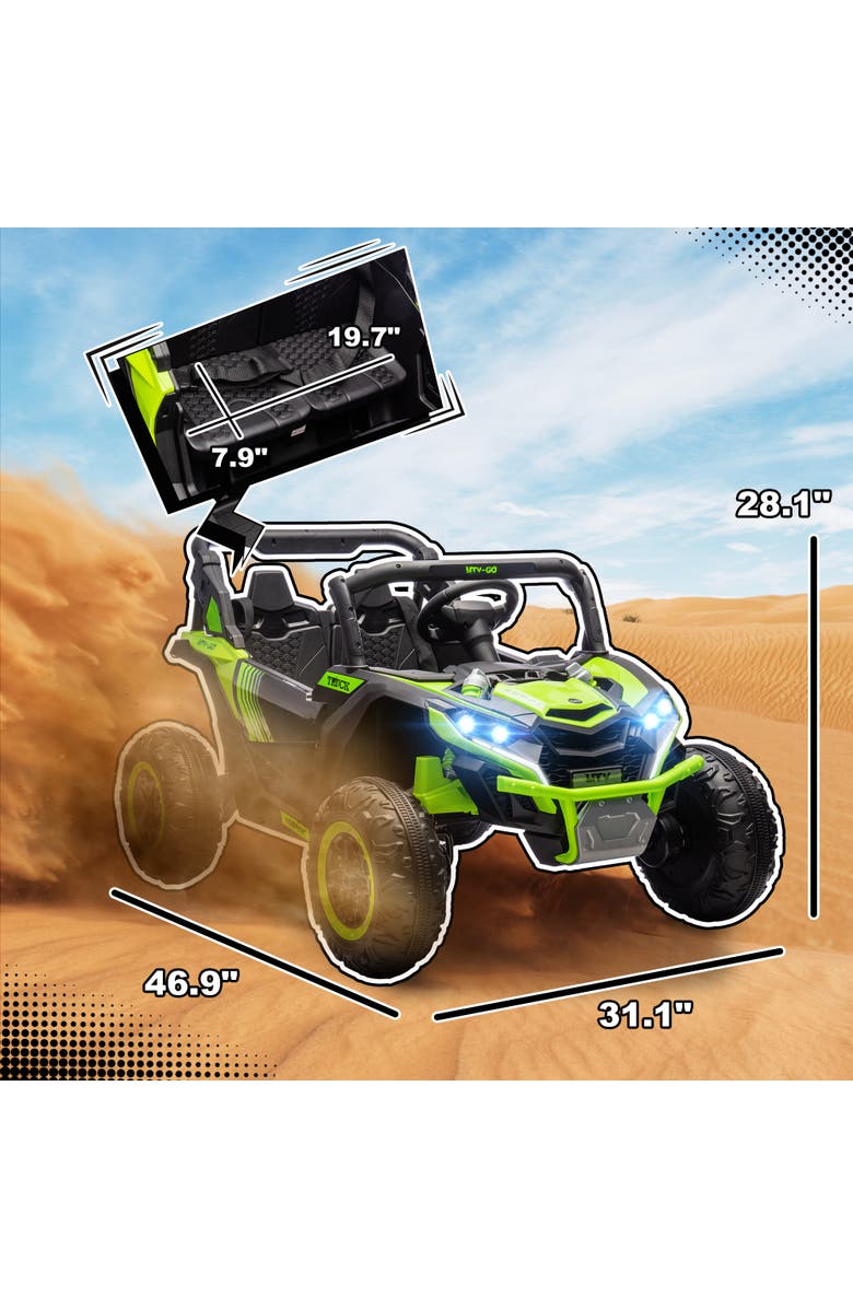 Qaba 24V 2-Seater Kids UTV Ride on Car with Shock Absorbers, Alternate, color, Green