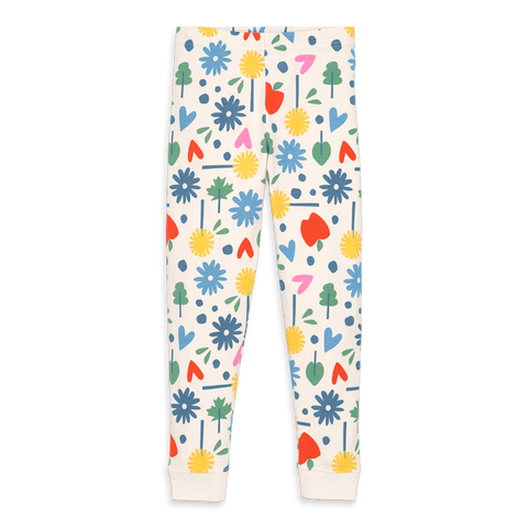 Kids Organic Pj Pant In Rainbow Garden Prints