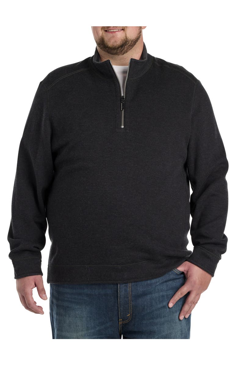 Tommy Bahama Big & Tall Flip Coast Reversible 1/2-Zip Pullover, Main, color, Black