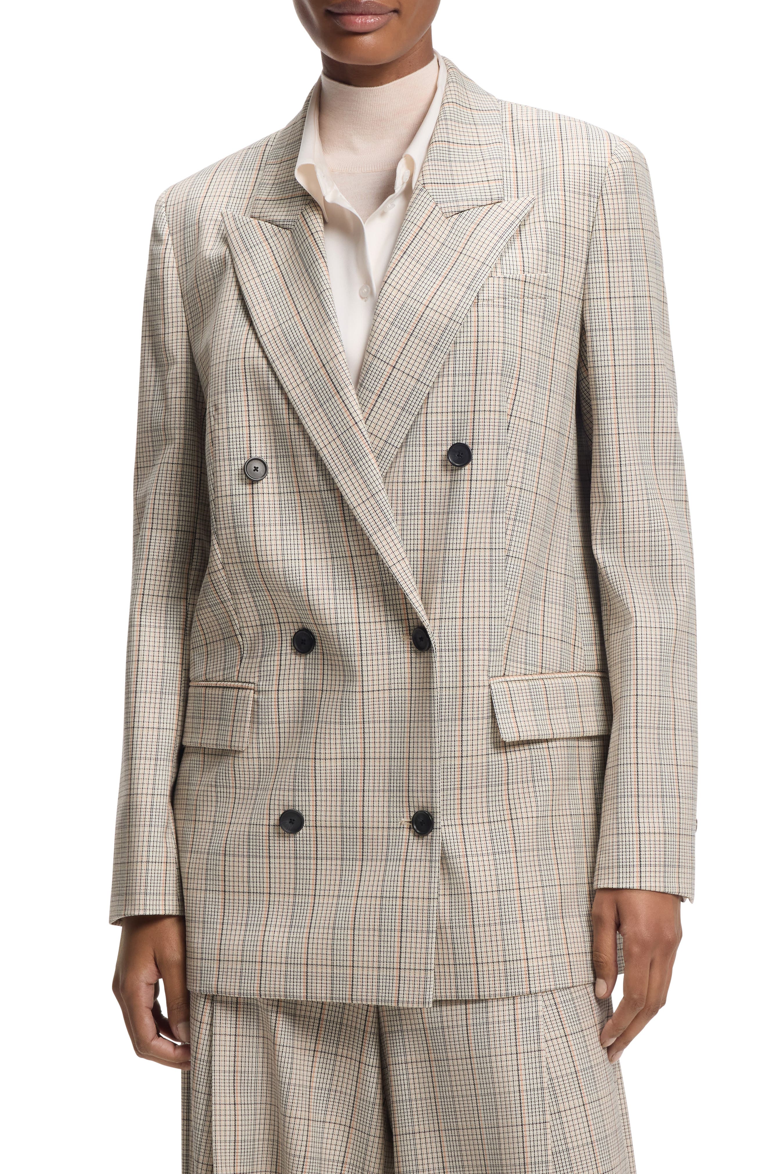 Jukana Windowpane Plaid Stretch Wool Blazer