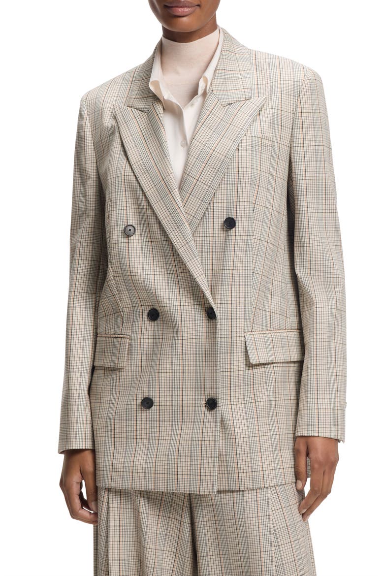 Jukana Windowpane Plaid Stretch Wool Blazer, Main, color, SEA BLOSSOM PLAID