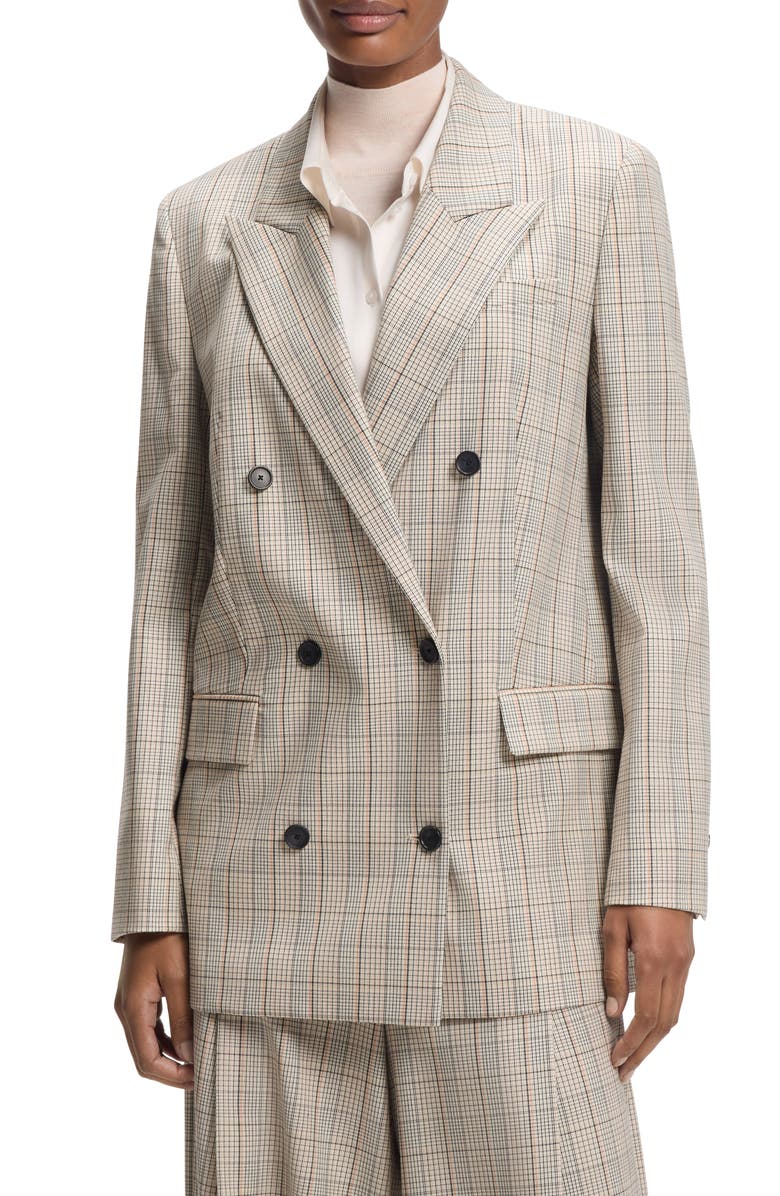 BOSS Jukana Windowpane Plaid Stretch Wool Blazer, Main, color, Sea Blossom Plaid