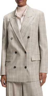 BOSS Jukana Windowpane Plaid Stretch Wool Blazer