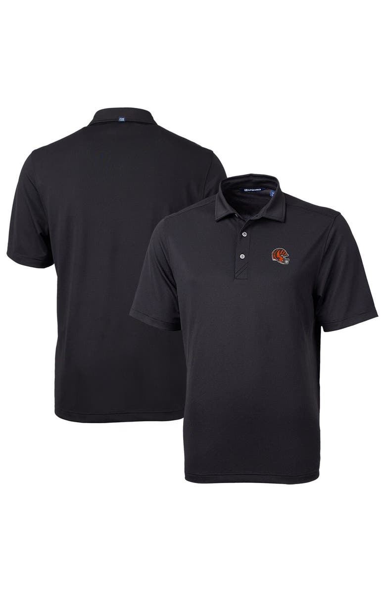 Cutter & Buck Men's Cutter & Buck  Black Cincinnati Bengals Helmet Virtue Eco Pique Recycled Polo, Main, color, 