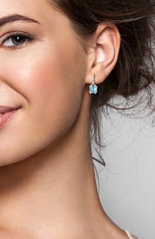 Delmar Cushion Cut Semiprecious Stone Lever-back Earrings In Blue