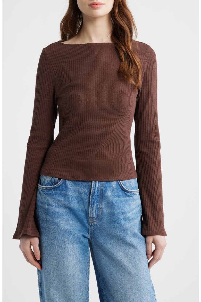 Miller Bell Sleeve Knit Top, Main, color, CAFE