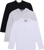XRAY Kids' 3-Pack Hooded Long Sleeve Cotton T-Shirts