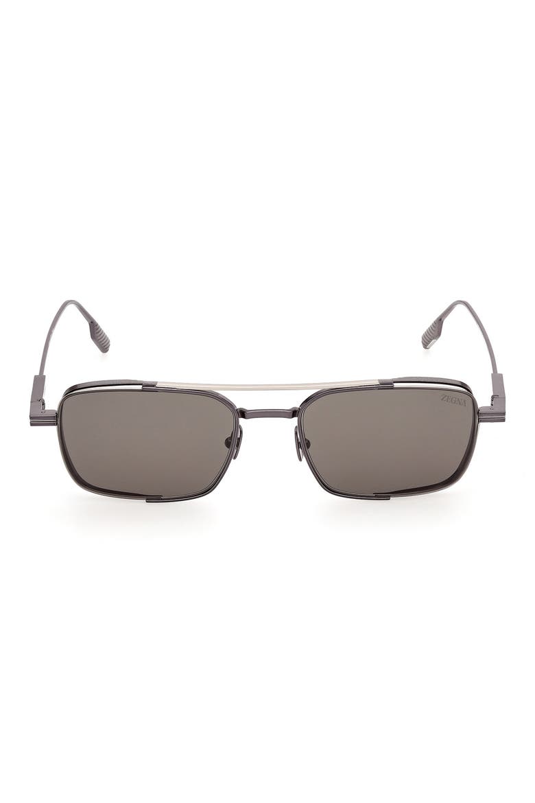 54mm Rectangular Sunglasses, Main, color, SATIN GUNMETAL / PALLADIUM