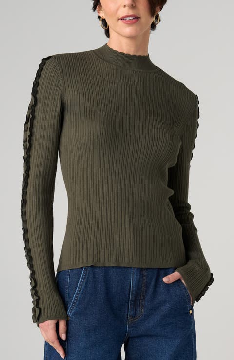 Mock Neck Rib Sweater