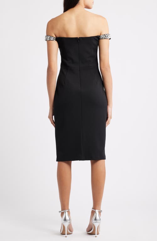 Eliza J Embellished Off The Shoulder Cocktail Dress In Black