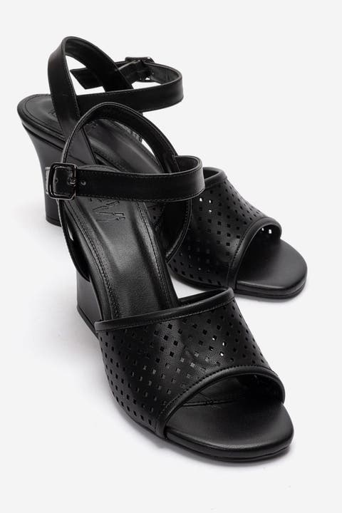 Hervon Block Heel Ankle Strap Sandal