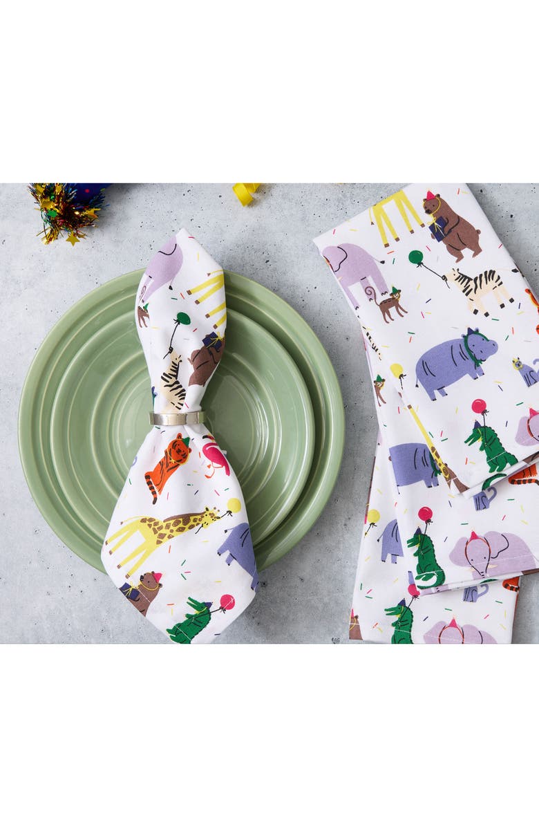Design Imports Animal Party 4-Piece Napkin Set, Alternate, color, Animal Party Print