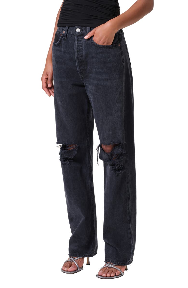 AGOLDE Kelly Ripped High Waist Relaxed Straight Leg Jeans, Alternate, color, Fuse