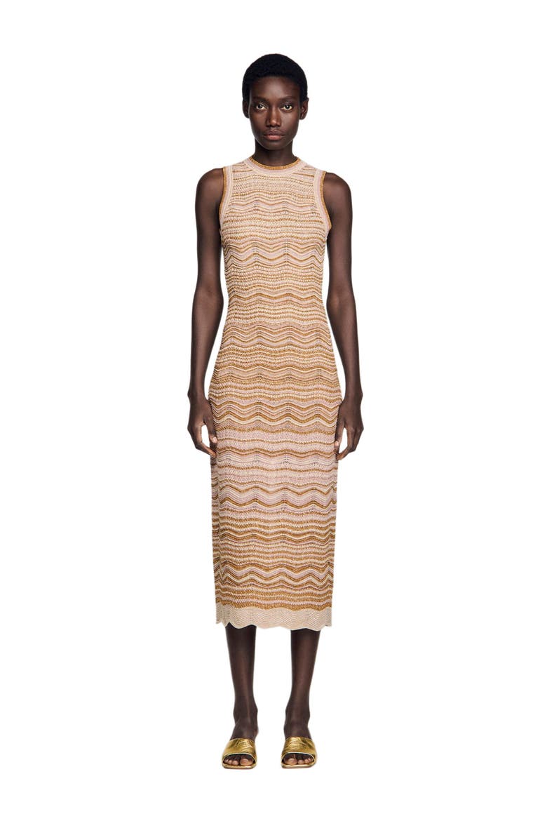 Fancy knit maxi dress, Main, color, Brown