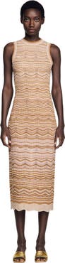 SANDRO Fancy knit maxi dress