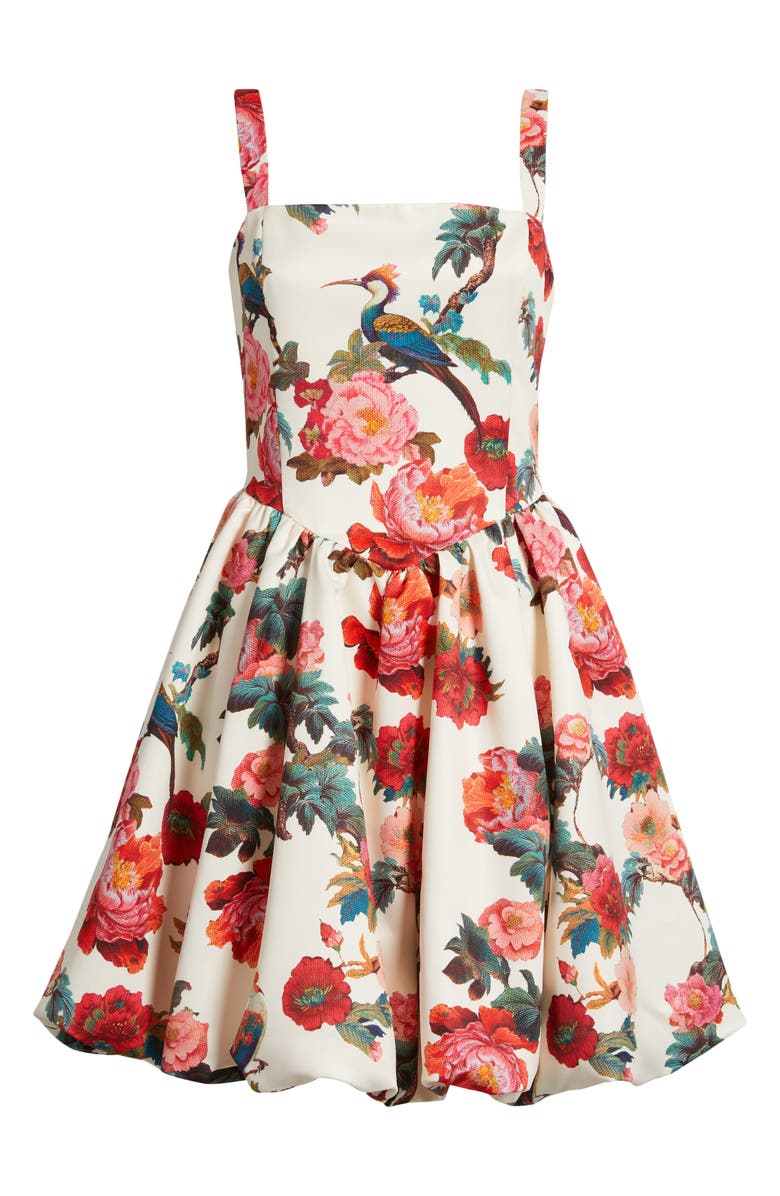 Julia Jordan Floral Basque Waist Fit & Flare Minidress, Alternate, color, Ivory Multi