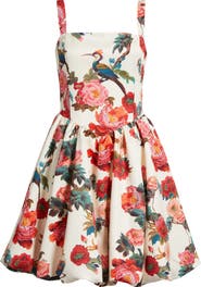Julia Jordan Floral Basque Waist Fit & Flare Minidress