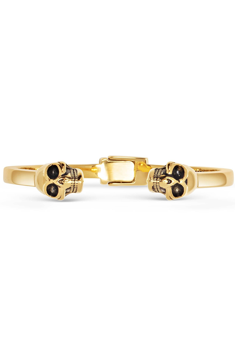 Nialaya Golden Skull Bangle, Alternate, color, Gold
