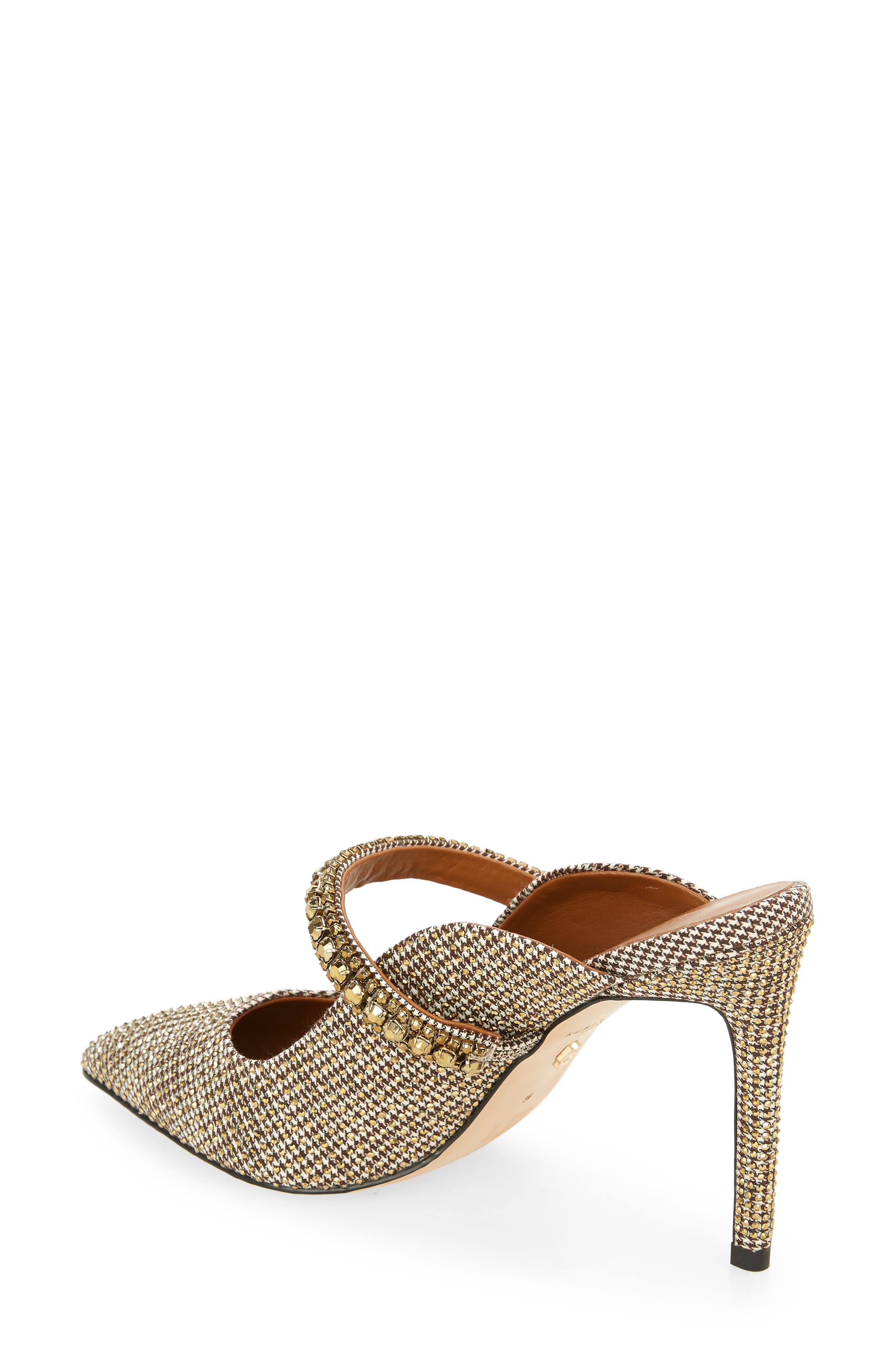 Duke Crystal Strap Pointed Toe Mule, Alternate, color, DARK BEIGE