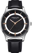 Kenneth Cole Quartz Leather Strap Watch, 45mm