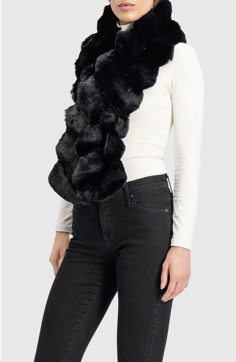 Lyla Grant Fur-Free Chinchilla (Faux Fur) Pull-Through Scarf, Alternate, color, Black Chinch