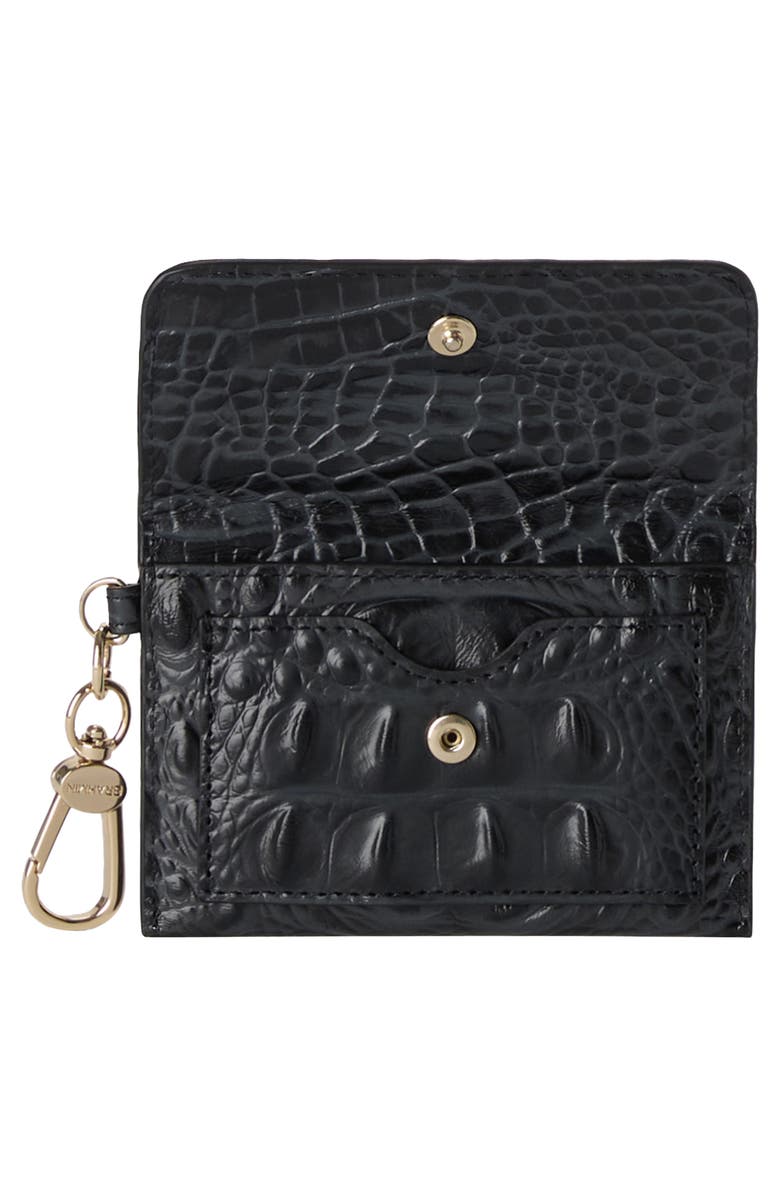 Brahmin Ricki Croc Embossed Leather Card Case, Alternate, color, Black Alden Road