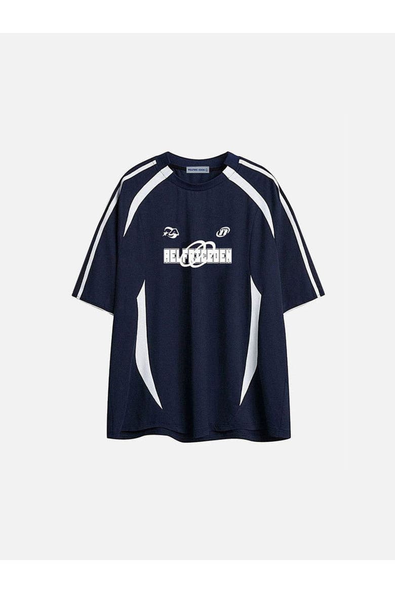 Contrast Color Stripe Soccer Jersey, Alternate, color, Navy Blue