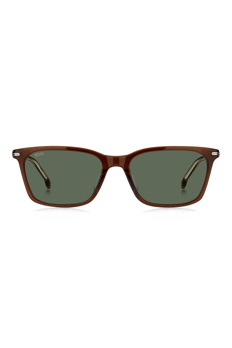56mm Square Sunglasses, Main, color, BROWN