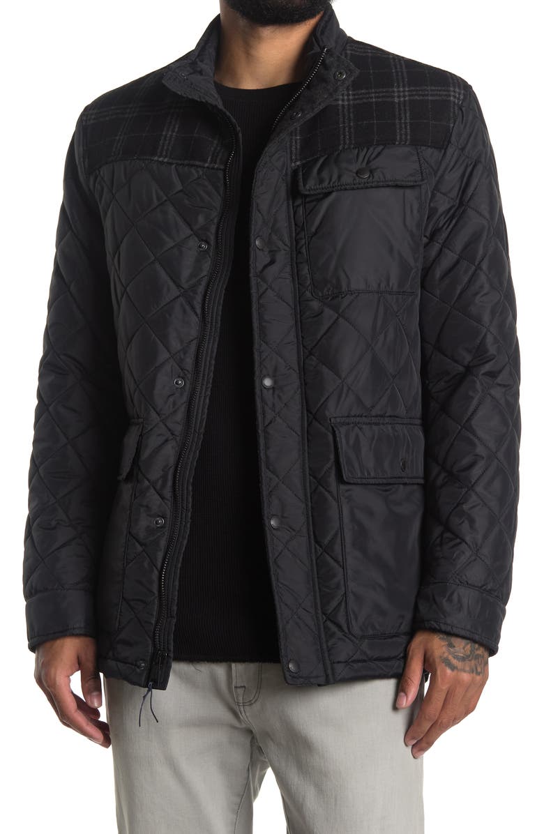 Cole Haan Signature COLE HAAN Mixed Media Water Resistant Diamond Quilted Jacket, Main, color, 