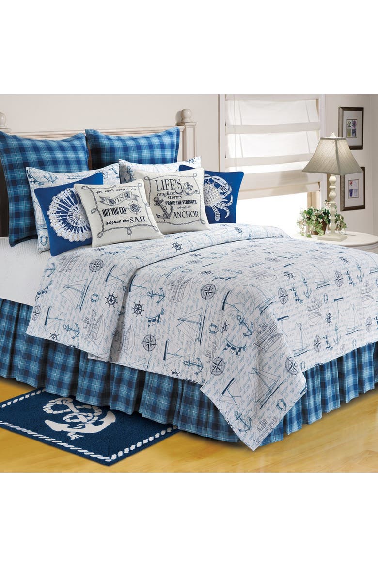 26" x 26" Fair Winds Cotton Euro Sham - Machine Washable, Alternate, color, Blue