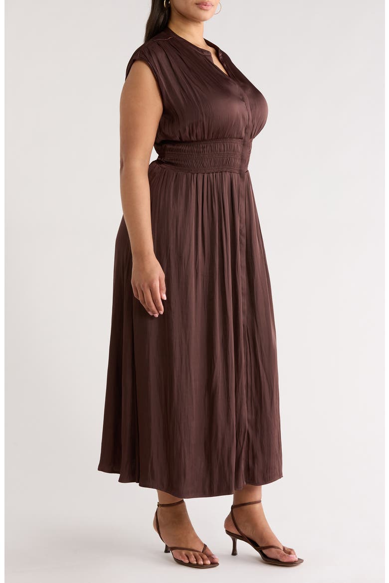 Smocked Waist Maxi Dress, Alternate, color, BROWN ROAST