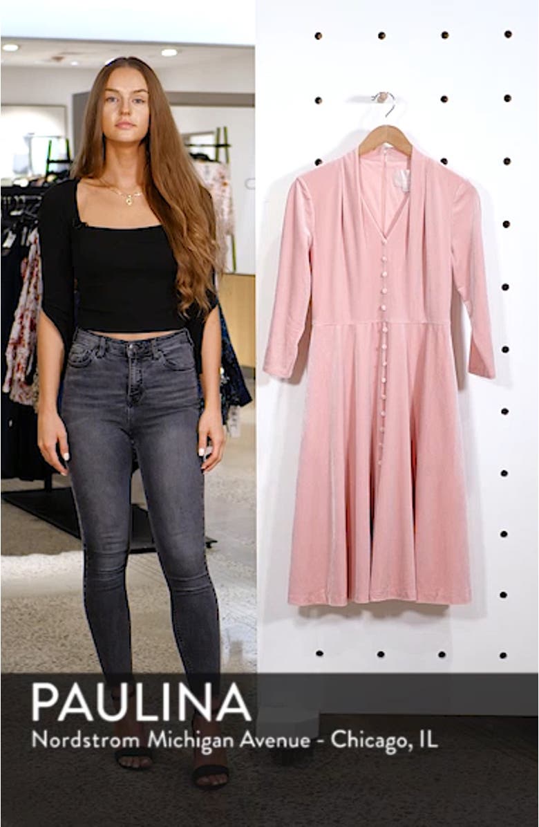 Joy Button Front Velvet Dress, sales video thumbnail