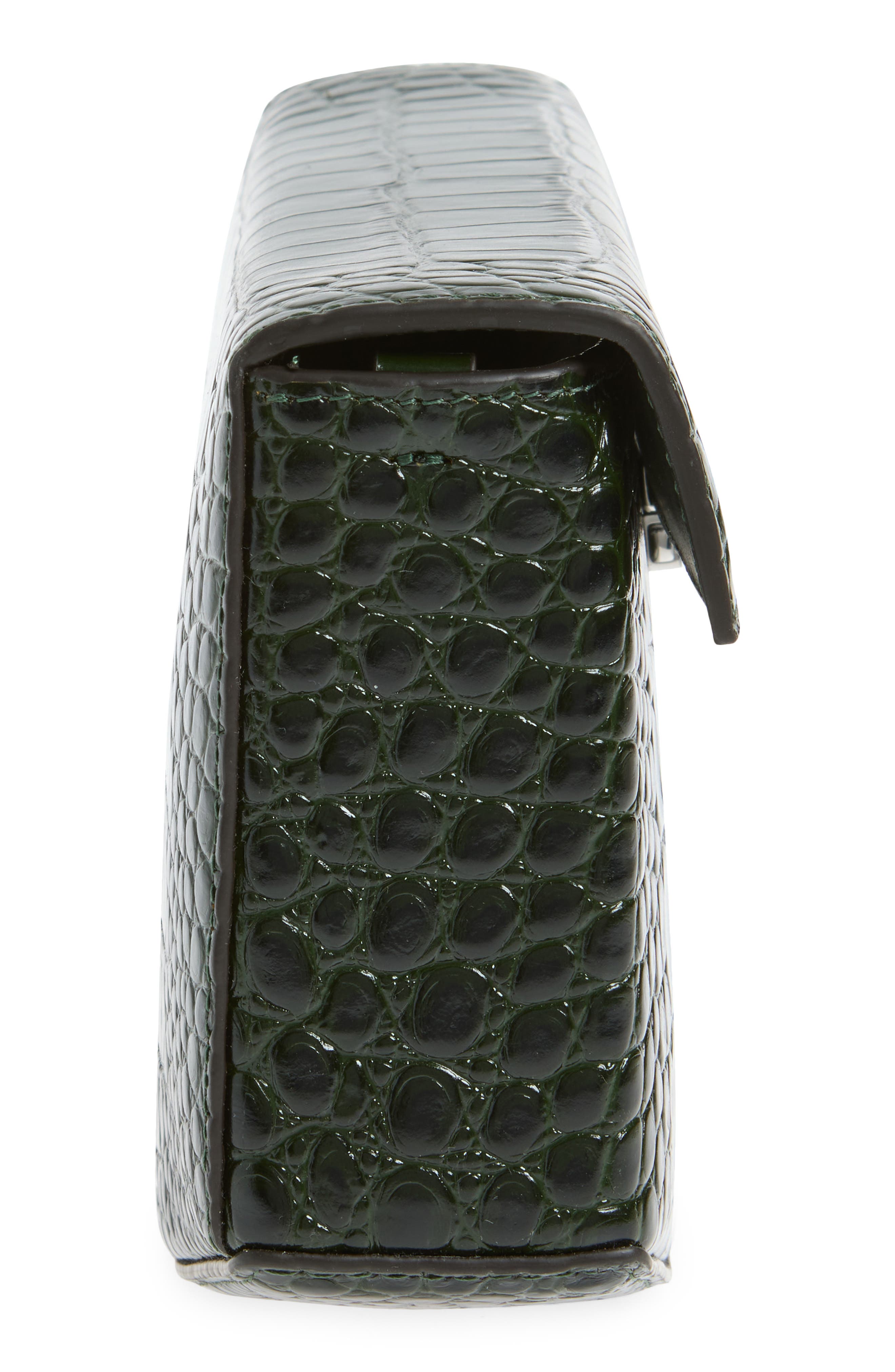TOTEME Clip Croc Embossed Leather Clutch, Alternate, color, Dark Green