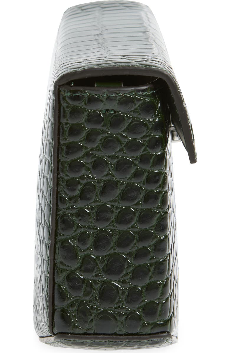 TOTEME Clip Croc Embossed Leather Clutch, Alternate, color, Dark Green