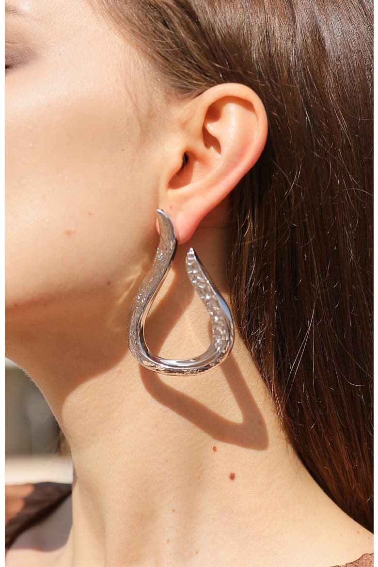 Wave Round Earrings, Alternate, color, Silver