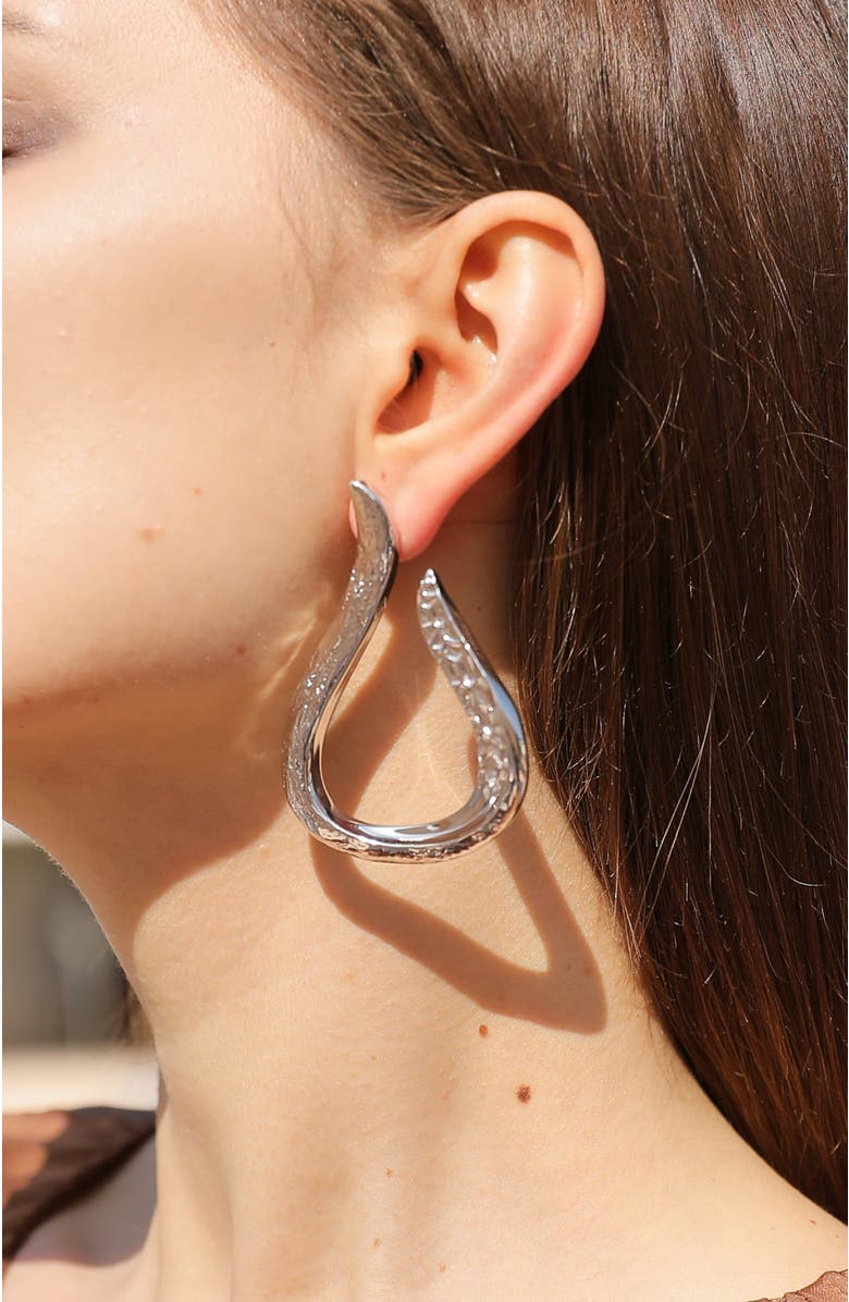 RETRO CHIC Wave Round Earrings, Alternate, color, Silver