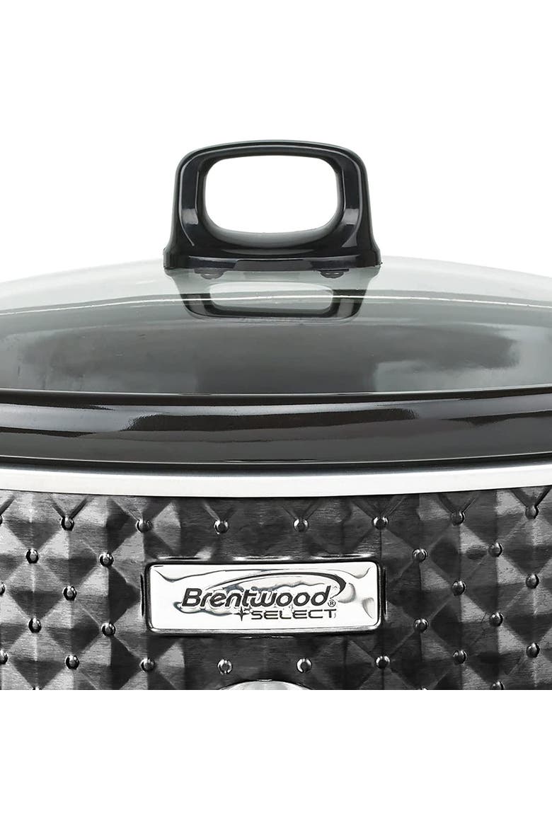 3.5QT Diamond Pattern Slow Cooker, Alternate, color, Black
