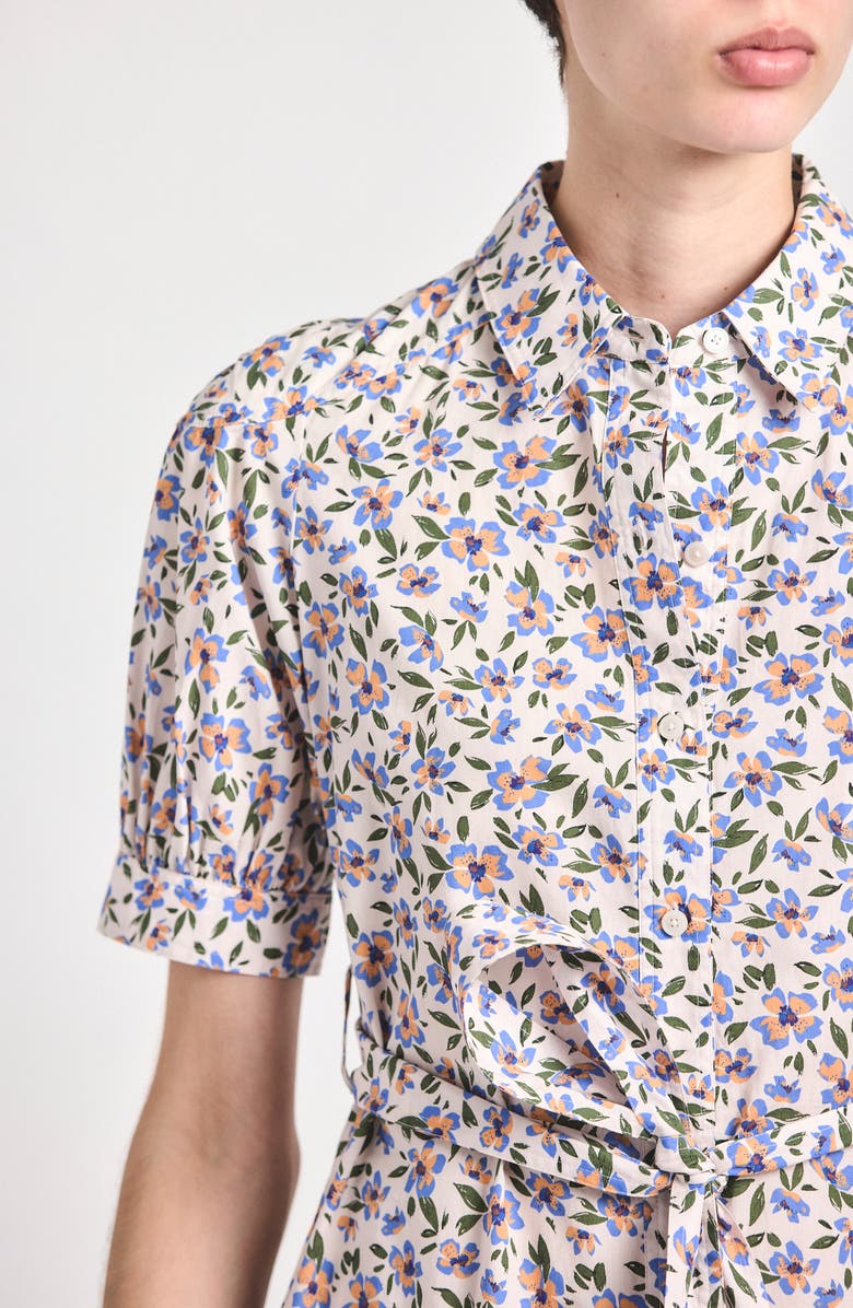 Derek Lam 10 Crosby Luma Leopard Shirtdress, Alternate, color, Blue Multi