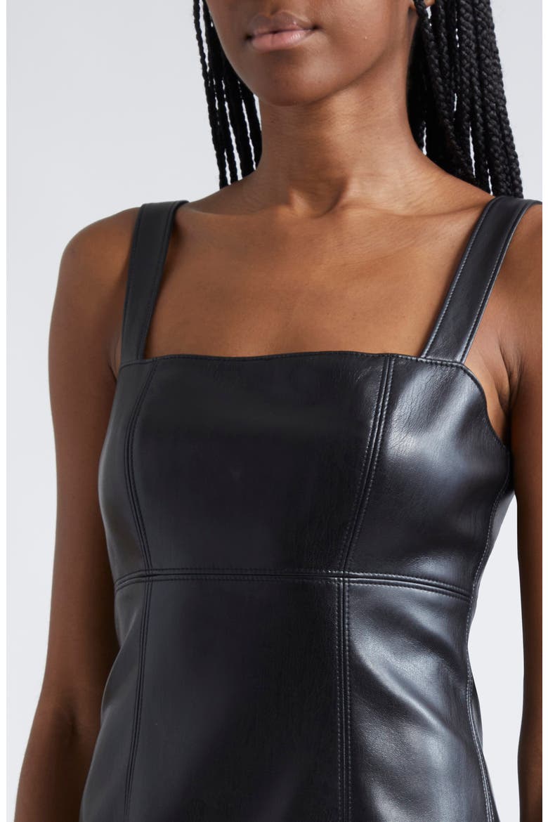 Keria Faux Leather Minidress, Alternate, color, BLACK