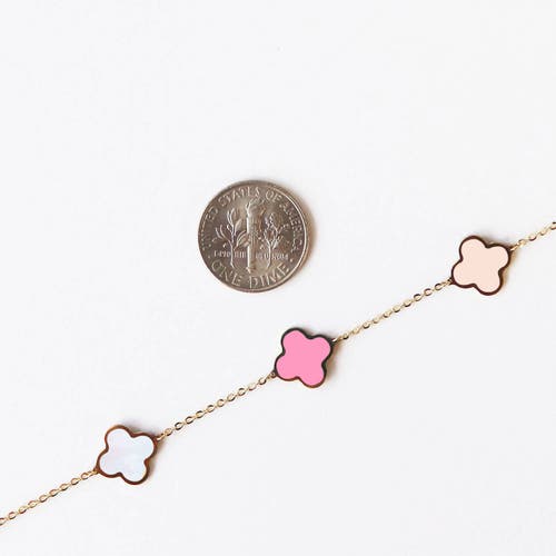 The Lovery Fine Jewelry Small Pink Mixed Clover Bracelet