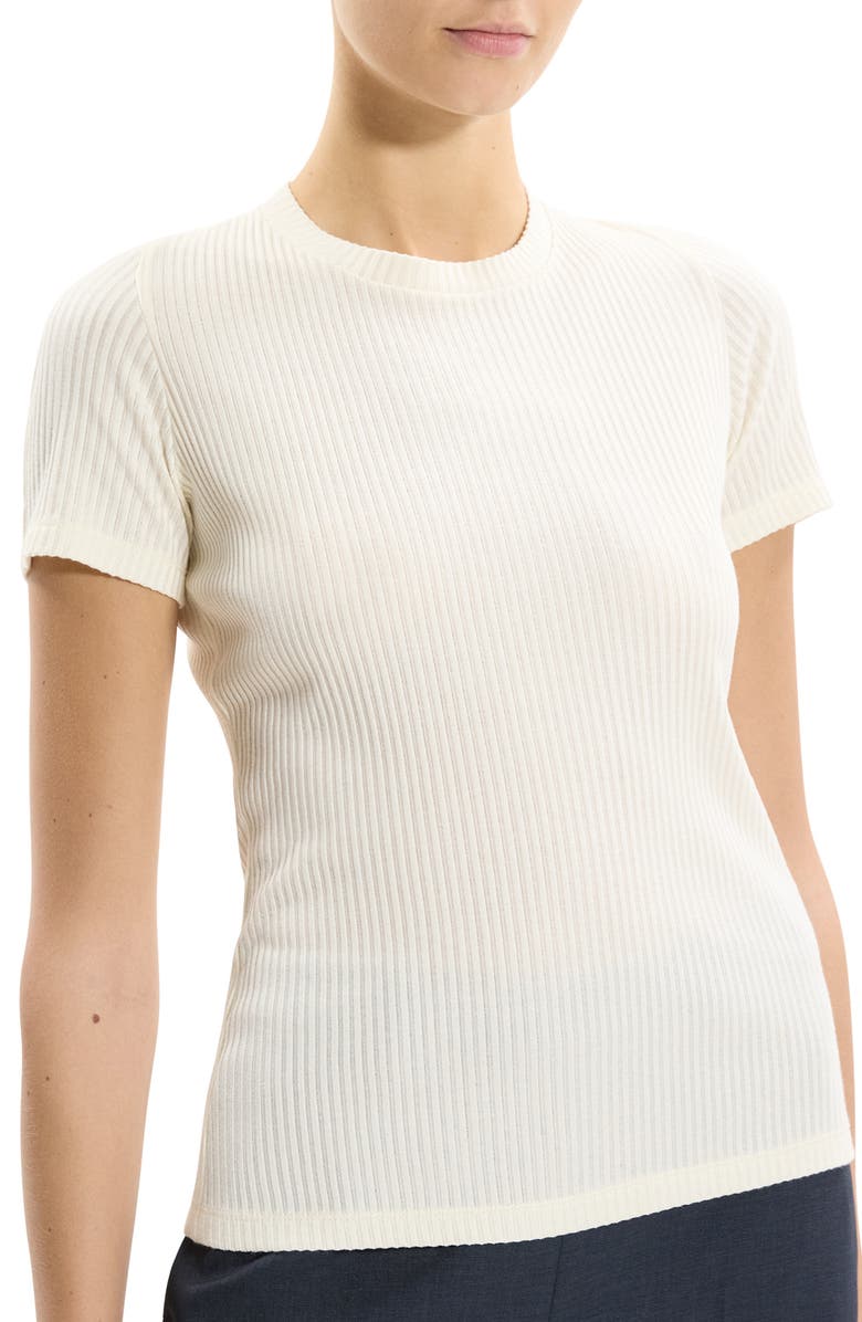 Theory Shrunken Rib T-Shirt, Alternate, color, Ivory