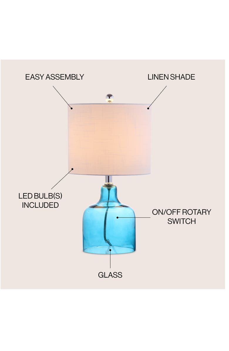 JONATHAN Y Gemma Glass Bell LED Table Lamp, Alternate, color, Moroccan Blue