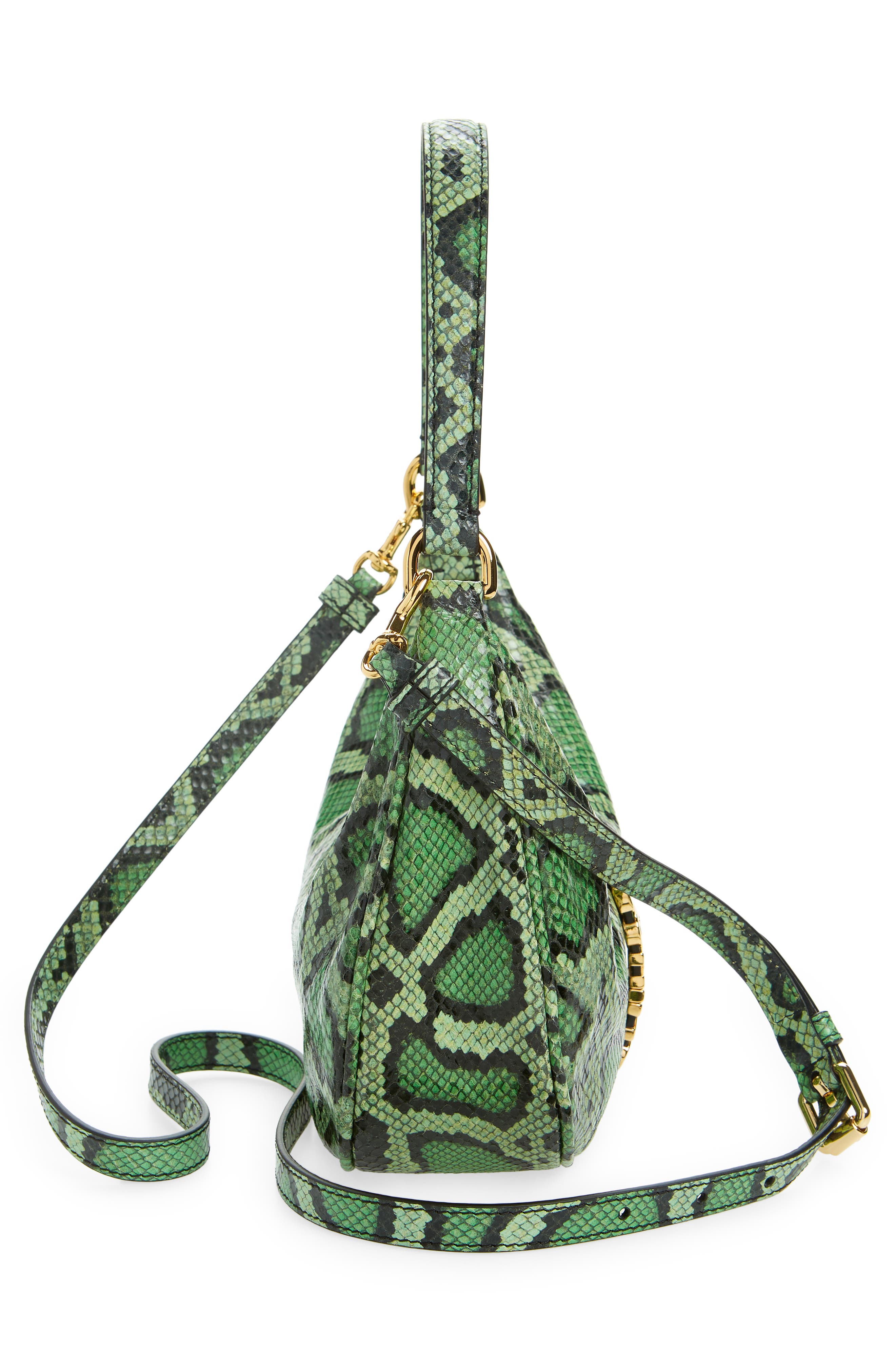 Moschino Logo Belt Snakeskin Print Leather Shoulder Bag, Alternate, color, 