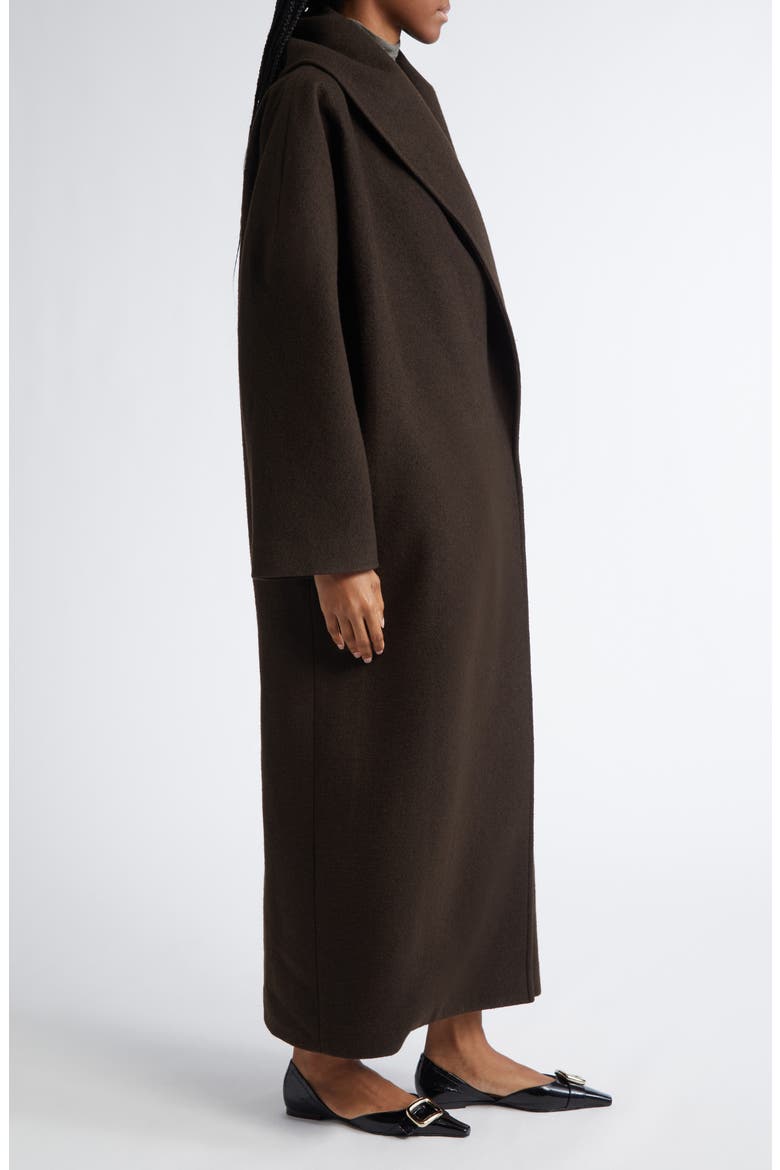 Shawl Collar Wool Blend Coat, Alternate, color, DARK BROWN