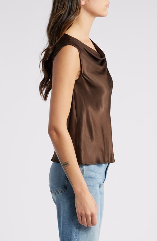 Rails Lilly Cowl Neck Satin Top In Dark Moss