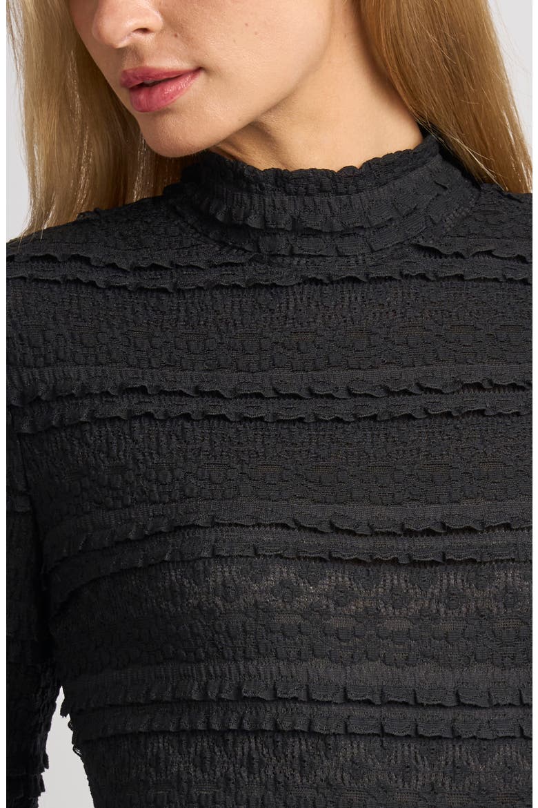 Thea Ruffle Mock Neck Maxi Dress, Alternate, color, RICH BLACK