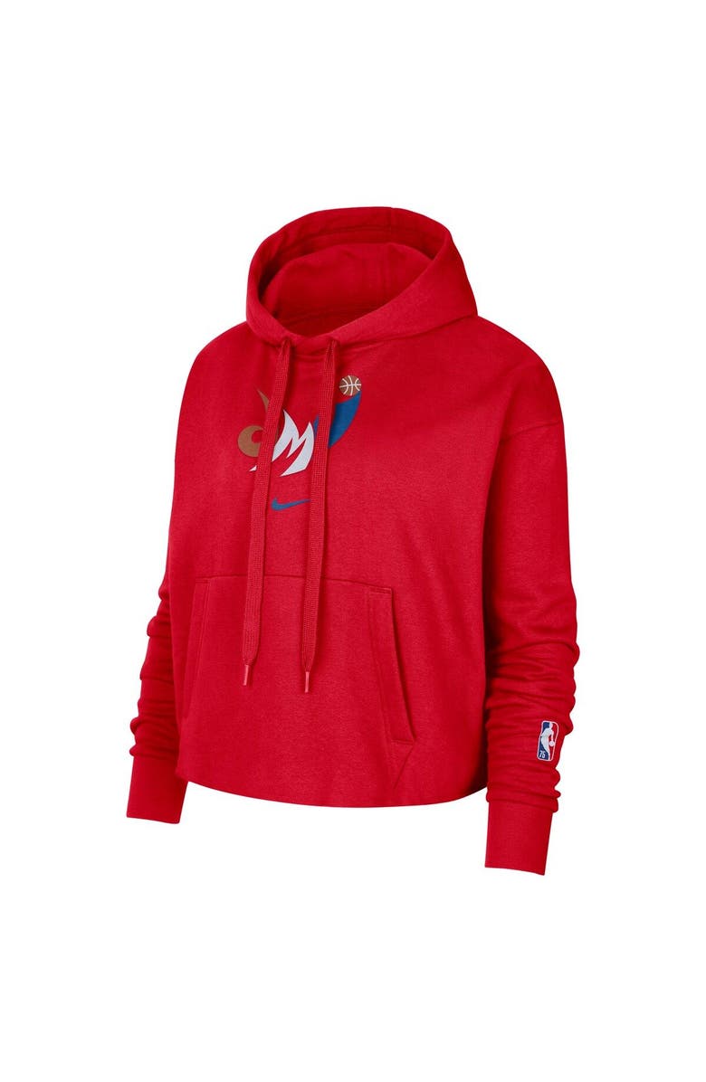 Nike Women's Nike Red Washington Wizards 2021/22 City Edition Essential Logo Cropped Pullover Hoodie, Alternate, color, 