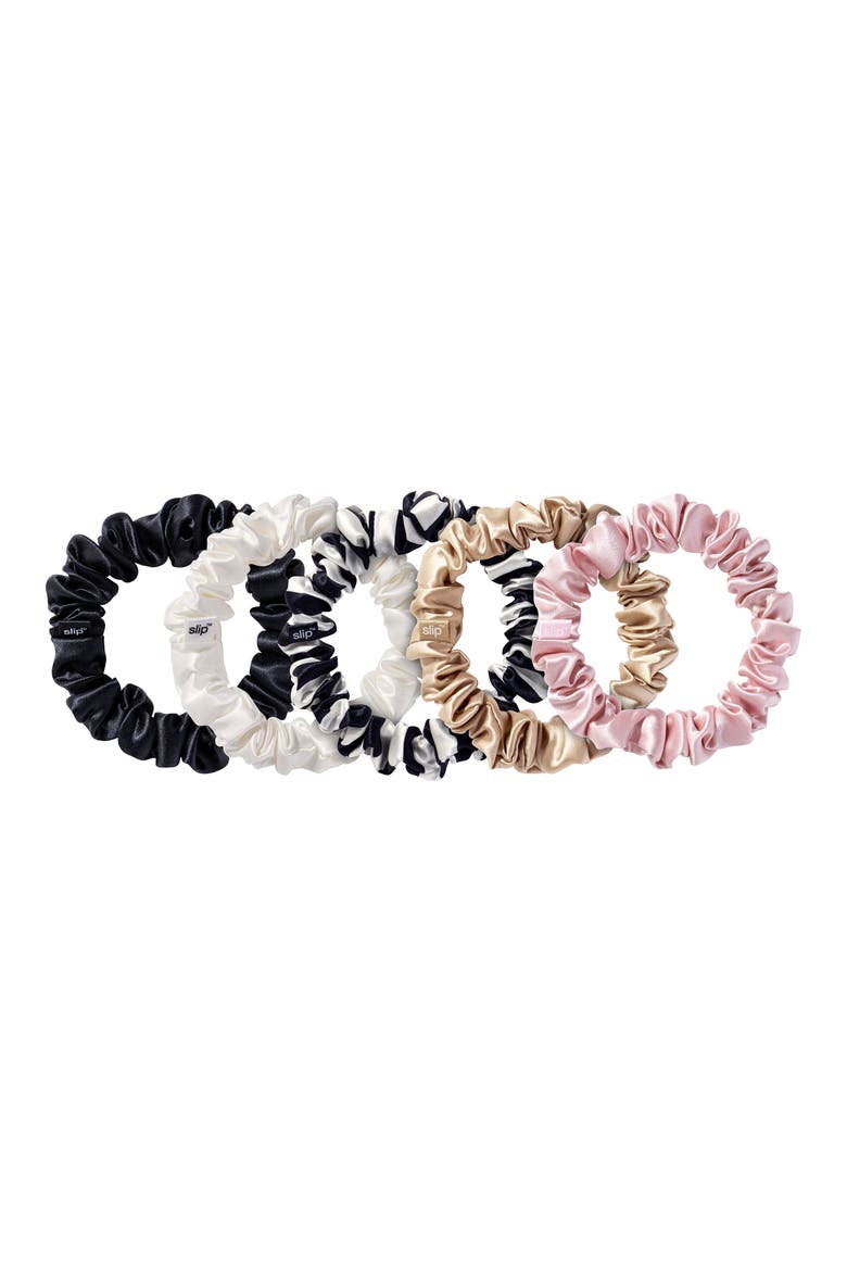 Pure Silk 5-Pack Midi Scrunchies, Main, color, MIXED