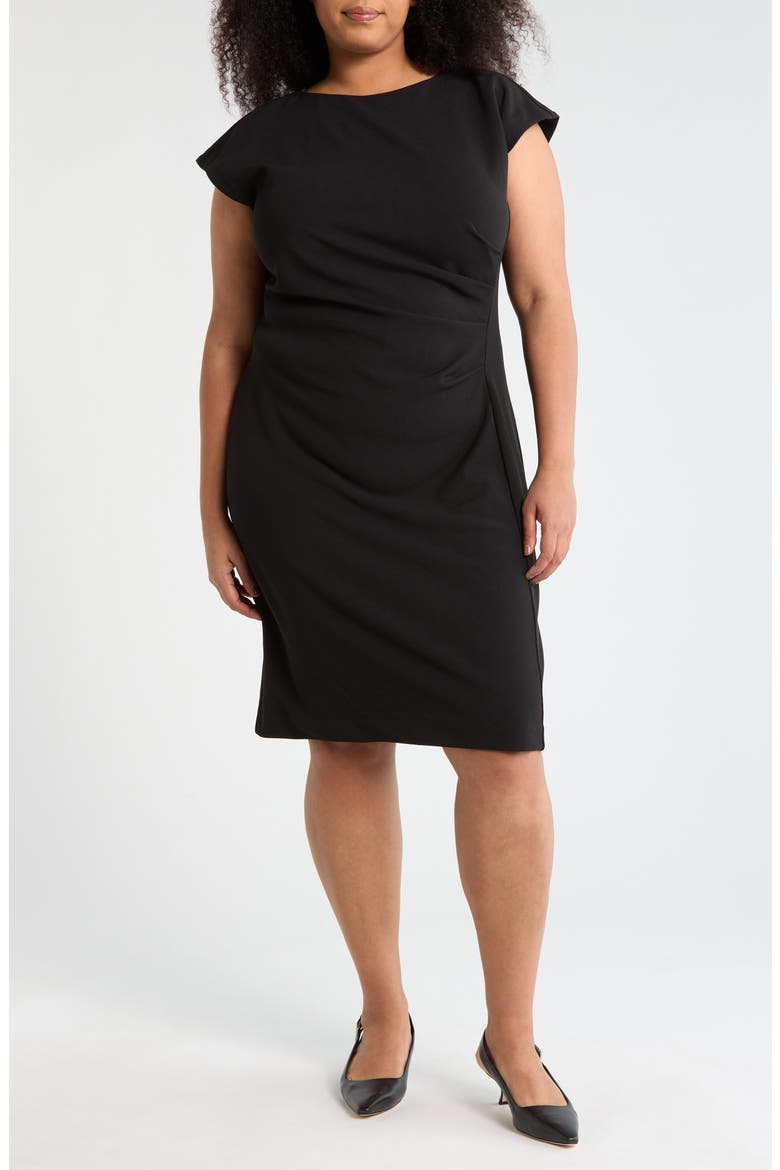 pleated waist knit a line dress Pleat Waist Knit Dress (Women)